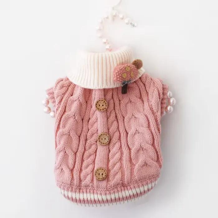Pulls tricotés de styliste pour chiens, couleur unie, vêtements chauds pour animaux de compagnie et 