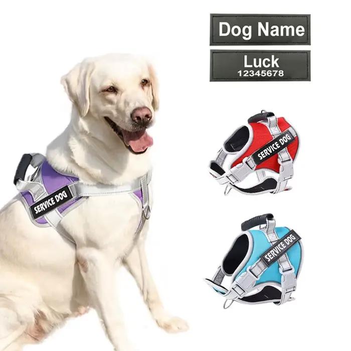 Harnais de Service pour chien avec nom personnalisé, harnais réglable pour chien Labrador réfléchiss