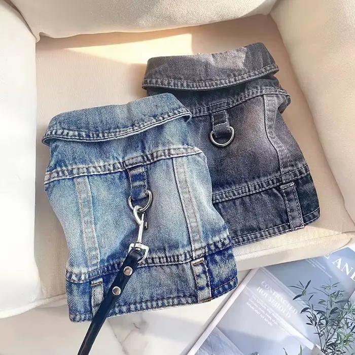 Veste de cow-boy en jean pour chien, vêtement élégant et décontracté, en Denim, pour chiot, Chihuahu