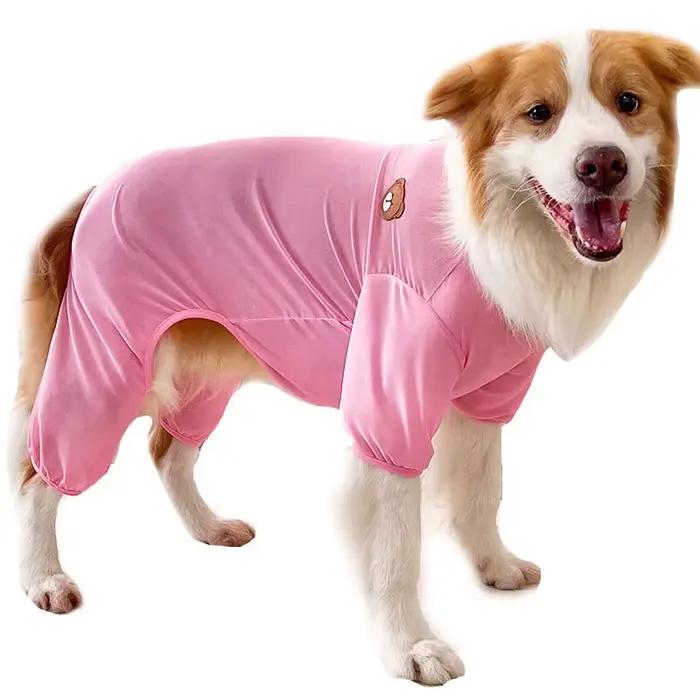 Pyjama d'été en maille ours pour petits et grands chiens, combinaison rose, bleu, violet, jaune, gre