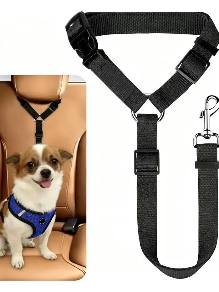 Ceinture de sécurité réglable pour chien avec boucle, attache rétractable pour véhicule, accessoire 
