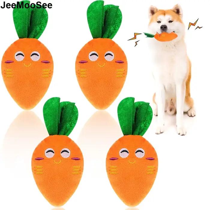 Jouets à mâcher en peluche pour chiens, carotte grinçante, peluche douce, fournitures interactives p