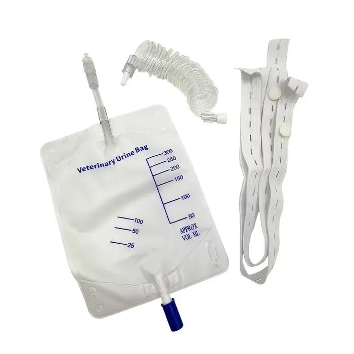 Sac à urine anti-reflux spécifique en PET de 300 ml pour chat et chien, drainage urinaire avec tube 