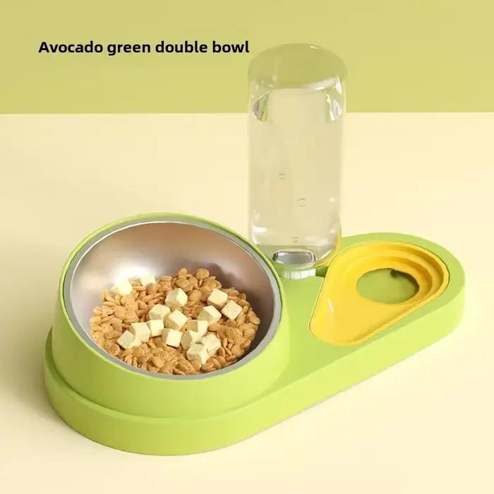Distributeur de nourriture pour animaux à double bol avec conception anti-renversement + distributeu