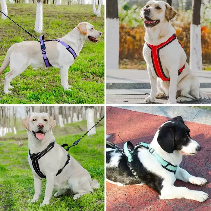 Harnais réfléchissant pour chien, avec poignée, contrôle facile, sangles de poitrine réglables pour 