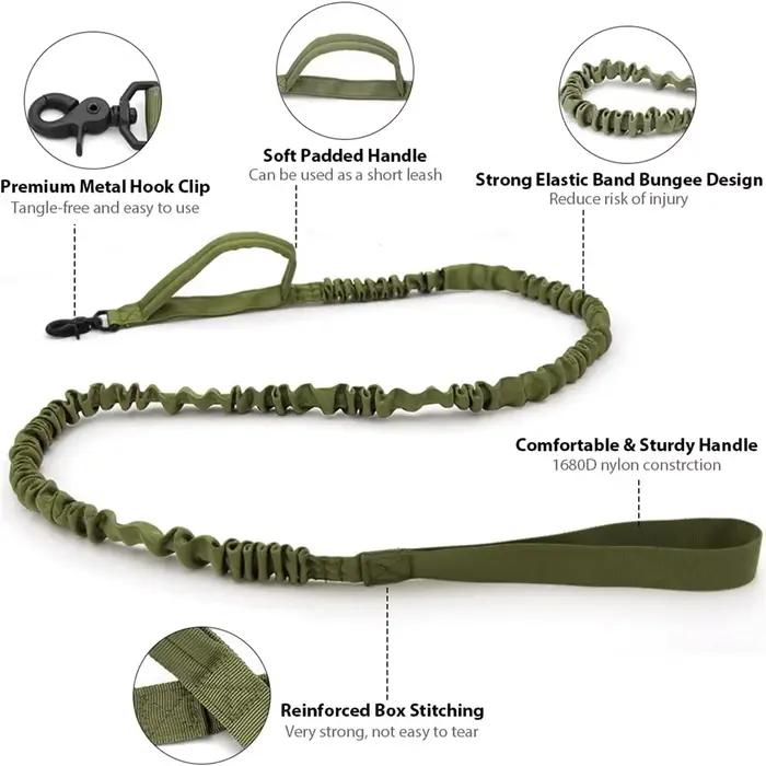 Ensemble de collier de chien durable réglable, laisse pour animal de compagnie militaire, moyen et g