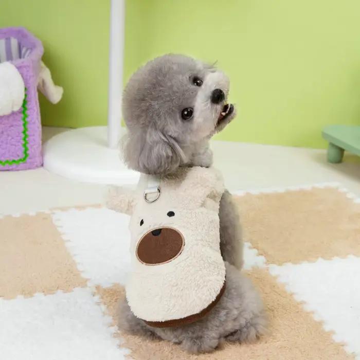 Vêtements d'hiver pour chiens, motif ours, vêtements pour chiots, sans manches, chaud, épais, confor