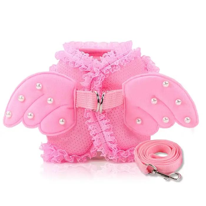Ensemble de laisses réglables pour petit chien, perle mignonne, aile d'ange, princesse, chat