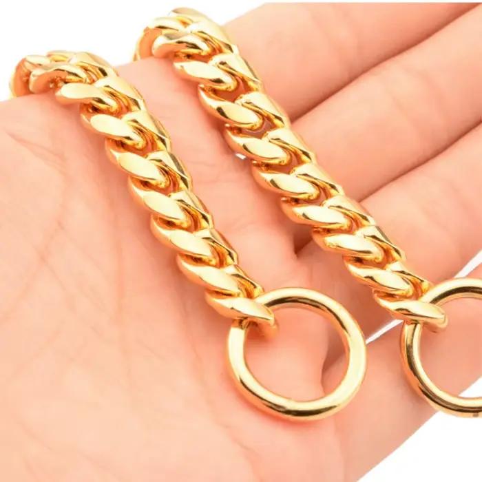 Collier de luxe pour chien, chaîne dorée pour Pitbull, Bulldog, Teddy, Bouledogue Français, collier 