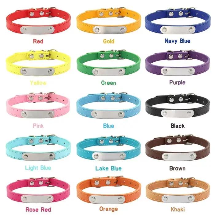 Collier de chien personnalisé avec nom sculpté, ID, Anti-perte, solide, en cuir PU, pour petits, moy