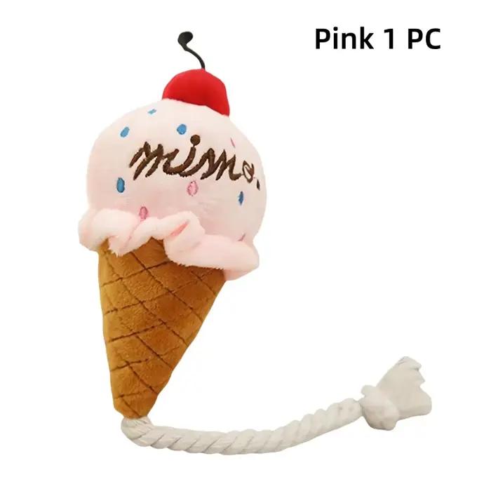 Jouet mignon en forme de crème glacée pour chiot, jouet grinçant en peluche pour petits et moyens ch
