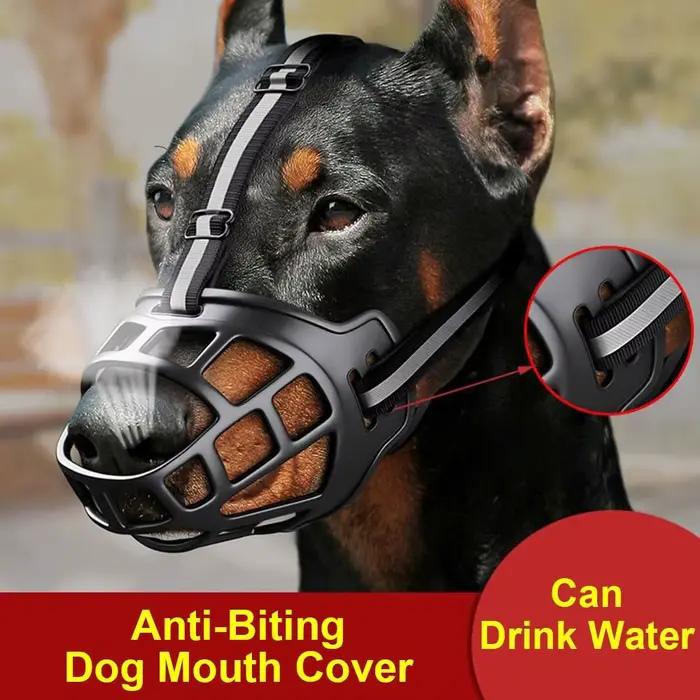 Muselière réglable pour chien, couvre-bouche Anti-morsure avec bande réfléchissante, peut boire de l