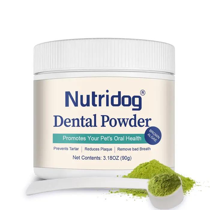 NUTRIDOG – poudre de soins dentaires avec dissolvant de Plaque de thé vert pour chiens et chats, pré