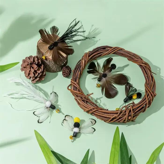 Jouet interactif en plumes de chat, accessoires, faux jouet avec cloche, recharge de remplacement, j
