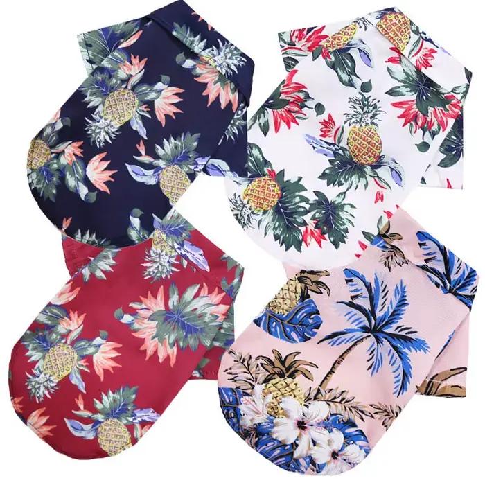 Vêtements d'été pour chiens, cocotier, ananas, fleur, imprimé chien et chat, chemise à manches court
