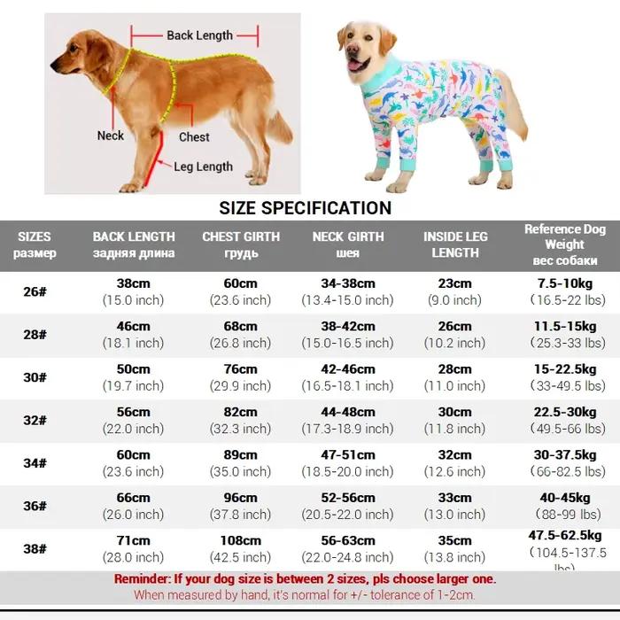 Pyjamas pour chiens, vêtements pour moyens et grands chiens, combinaison pour chiens, doux et confor
