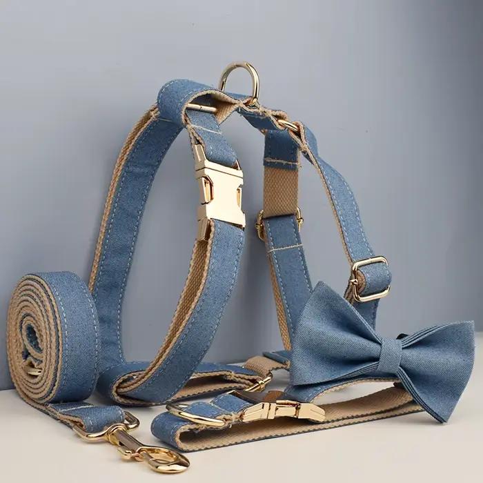 Accessoires pour animaux de compagnie de haute qualité, collier pour chien en denim personnalisé, la