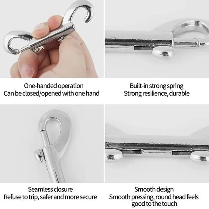 Mousquetons à boulon à Double extrémité, chaîne de déclenchement robuste, Clips métalliques de quali