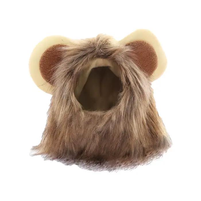 Chapeau de perruque de crinière de chat mignon pour chiens et chats, casquette de cheveux de paupièr