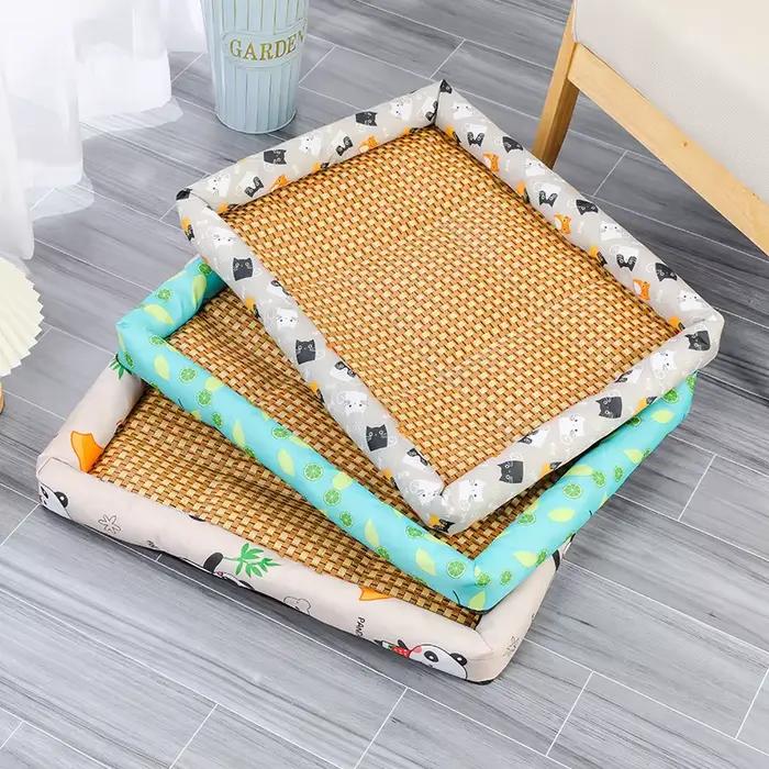 Lit en rotin tissé pour animaux de compagnie, canapé-lit en polymères, refroidissement pour animaux 