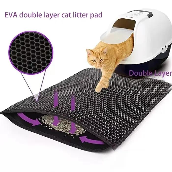 Tapis de litière pour chat avec cadeau, Double couche, imperméable, pour boîte à litière pour animau