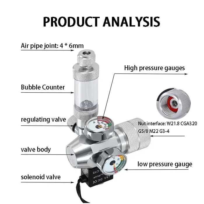 Régulateur de CO2 pour Aquarium AC100-240V, vanne électromagnétique, compteur de bulles, système de 