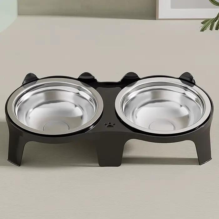 Bol de nourriture et d'eau pour chat en acier inoxydable, avec conception Anti-pointe, grande capaci