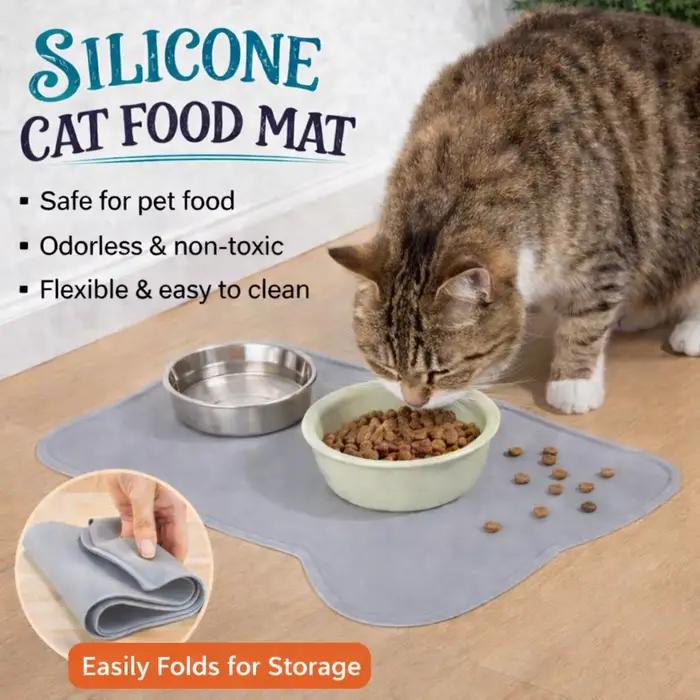 Tapis en silicone de qualité alimentaire pour chat, tapis antidérapant imperméable et anti-fuite pou