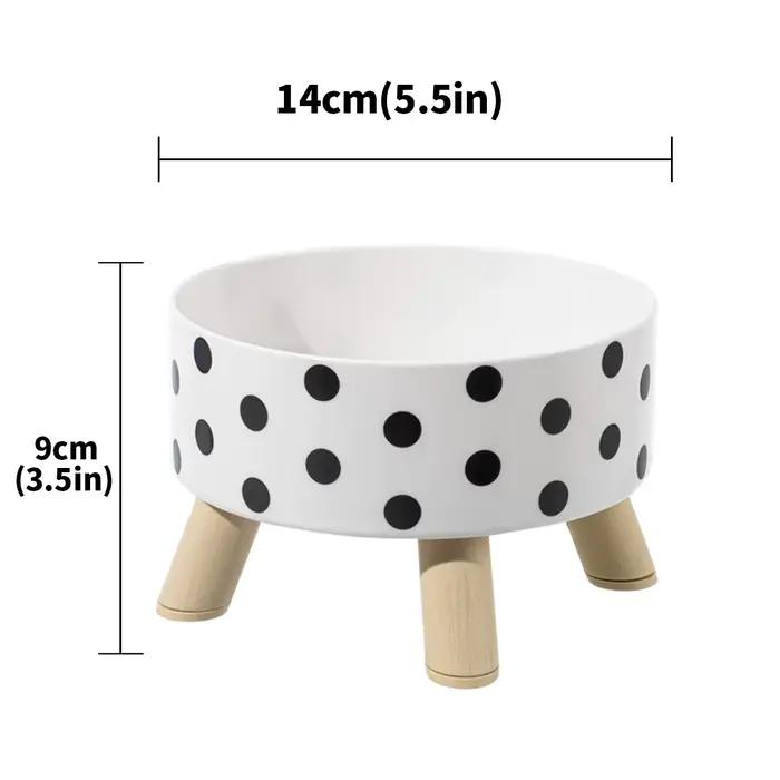 Bol en plastique pour chat et chien avec motif damier à pois, antidérapant et facile à nettoyer