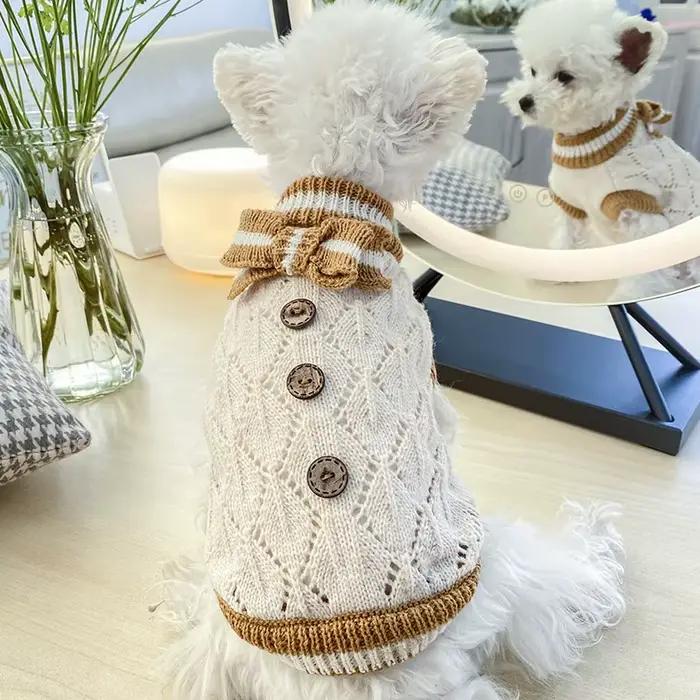 Pulls tricotés de styliste pour chiens, couleur unie, vêtements chauds pour animaux de compagnie et 