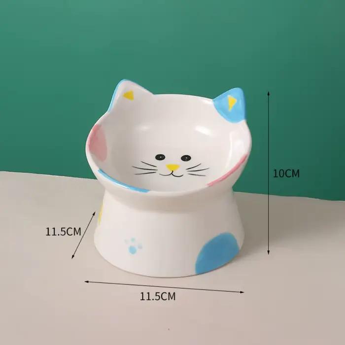 Cartoon 15 °   Gamelle inclinée surélevée pour chat, anti-régurgitation, anti-chute, en céramique, e