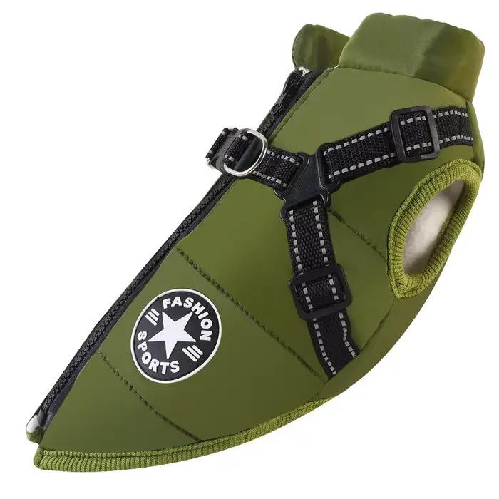 Veste d'hiver chaude pour chien avec harnais, manteau imperméable pour chien, gilet pour petits et m