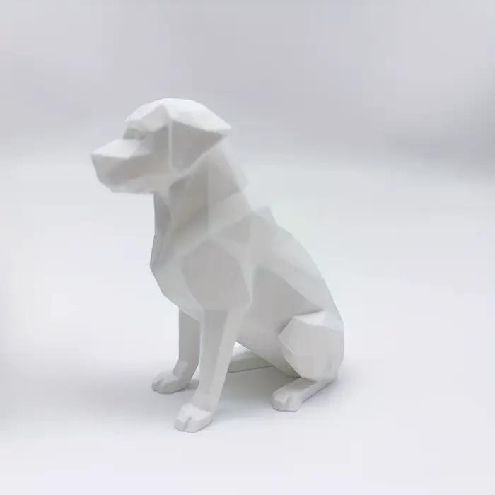 Statue de chien labrador imprimée en 3D, ornement de figurine de teckel polygonal, décoration de chi