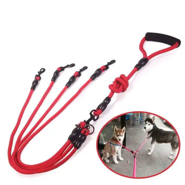 Laisse pour animaux de compagnie en Nylon Double double deux têtes corde pour chiens coupleur à 2 vo