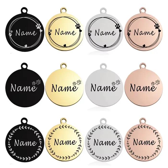 Étiquette d'identification personnalisée pour chien et chat, accessoires de collier, cercle gravé pe