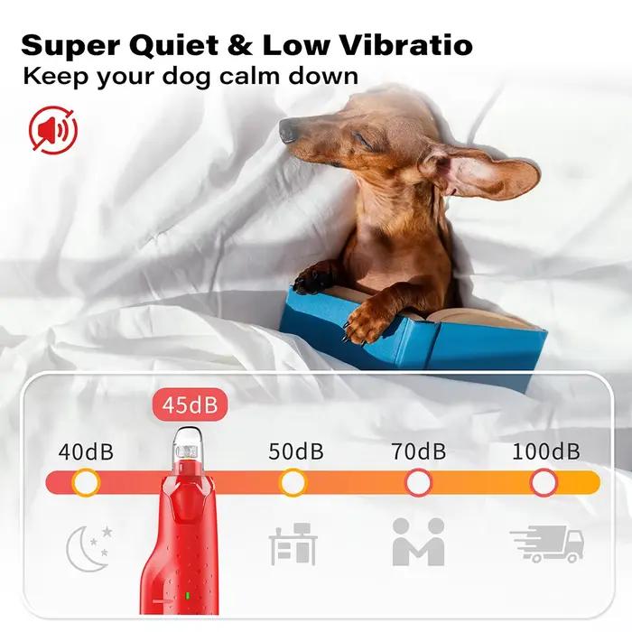 Broyeur à ongles pour chien, anti-poussière avec 2 lumières LED, lime coupe-ongles Super silencieuse