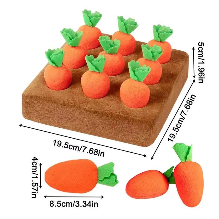 Tapis de jeu interactif en forme de carotte pour chiens et chiots, jouet en peluche de carotte, joue