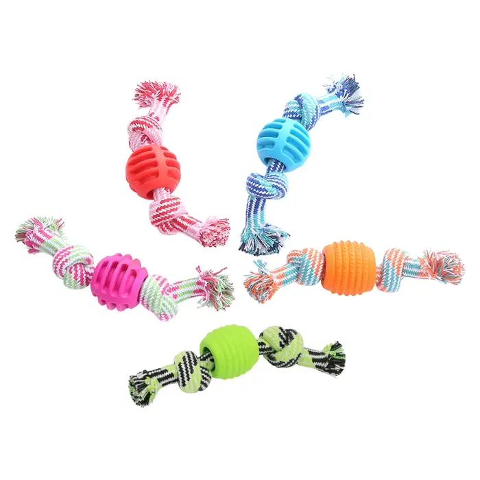 Jouet pour chien, corde en coton, boule à double nœud, résistant aux morsures, jouet de nettoyage de