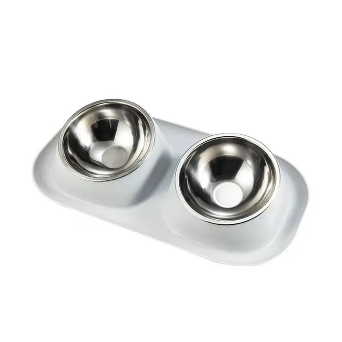 Bol pour animaux de compagnie en acier inoxydable, Double bol Anti-déversement pour chiens et chats,