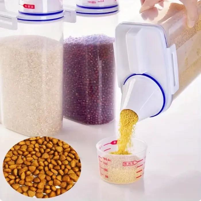Conteneur de stockage des aliments pour animaux de compagnie, avec poignée de tasse à mesurer, distr