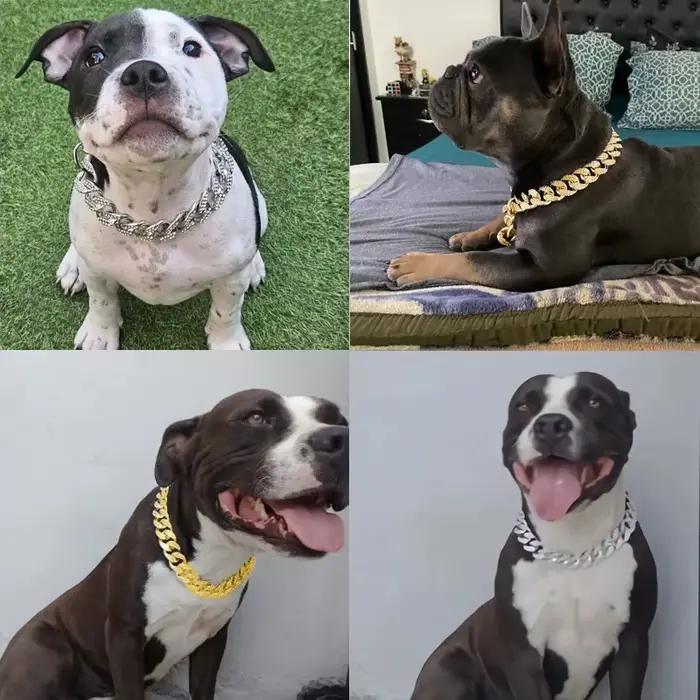 Collier de chien en plastique strass, chaîne dorée de luxe pour bouledogue français, collier d'ornem