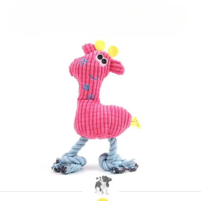 Jouets pour chiens de grande taille, jouet à mâcher en corde nouée, jouet en peluche fauve résistant