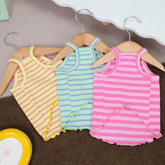 Vêtements d'été pour chiens, gilets à rayures sans manches pour petites chiennees, costumes pour ani