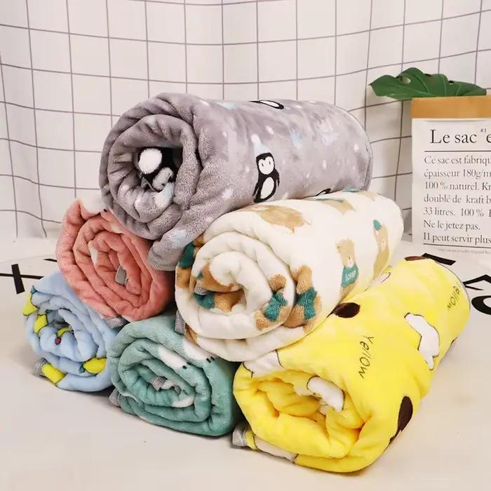 Couverture en flanelle douce pour chien, mignon imprimé de dessin animé, drap de lit pour animaux de