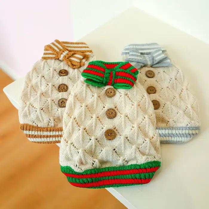 Pulls tricotés de styliste pour chiens, couleur unie, vêtements chauds pour animaux de compagnie et 