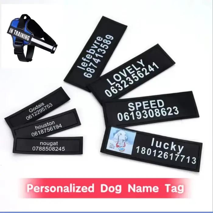 Étiquette autocollante réfléchissante avec nom de chien, 2 pièces, pour collier de harnais pour anim