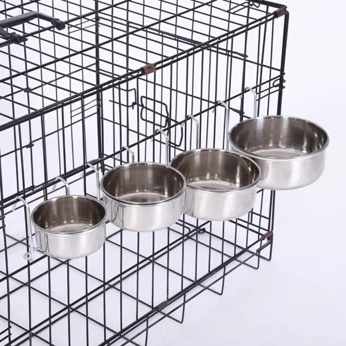 Cage de cintre pour chat, tasse en acier inoxydable, outils d'alimentation pour animaux de compagnie