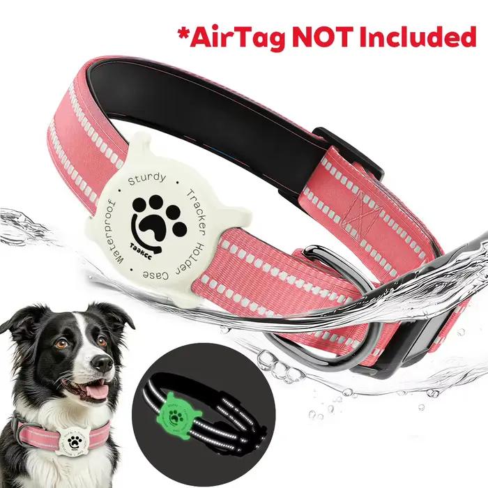 Collier réfléchissant pour chien Taakcc avec support AirTag lumineux, rembourrage doux imperméable e