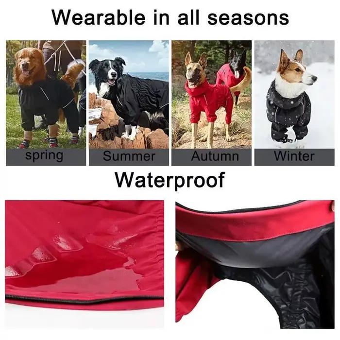 Veste d'extérieur imperméable pour chien, vêtements d'hiver, manteau chaud, grande combinaison réflé