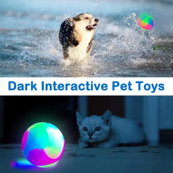 Balle lumineuse à DEL pour chiens, jouet à billes élastiques, jouet interactif pour chiot, boules mo